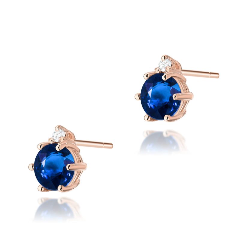 Náušnice K0076 Zafír 2 x 0,50ct ružové zlato Au 585/1000 2