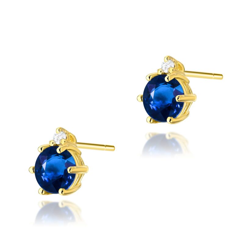 Náušnice K0076 Zafír 2 x 0,50ct žlté zlato Au 585/1000 2