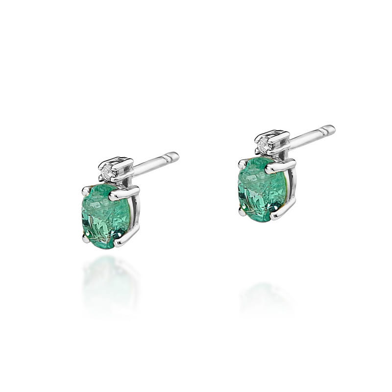Náušnice KO001 Emerald 2 x 0,40ct biele zlato Au 585/1000 2