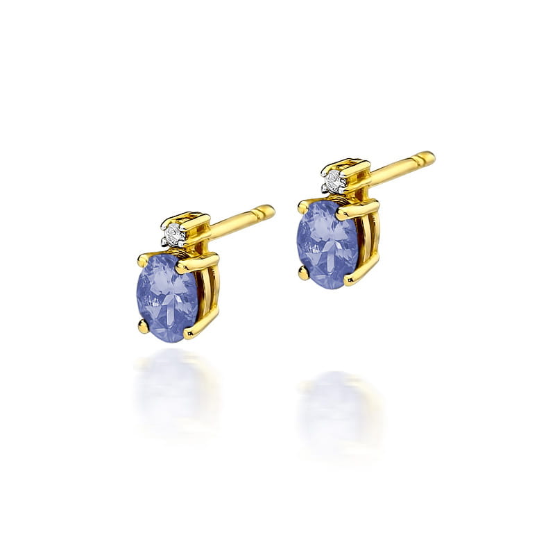 Náušnice KO001 Tanzanite 2 x 0,40ct žlté zlato Au 585/1000 2