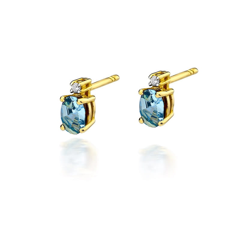 Náušnice KO001 Topaz 2 x 0,50ct žlté zlato Au 585/1000 2