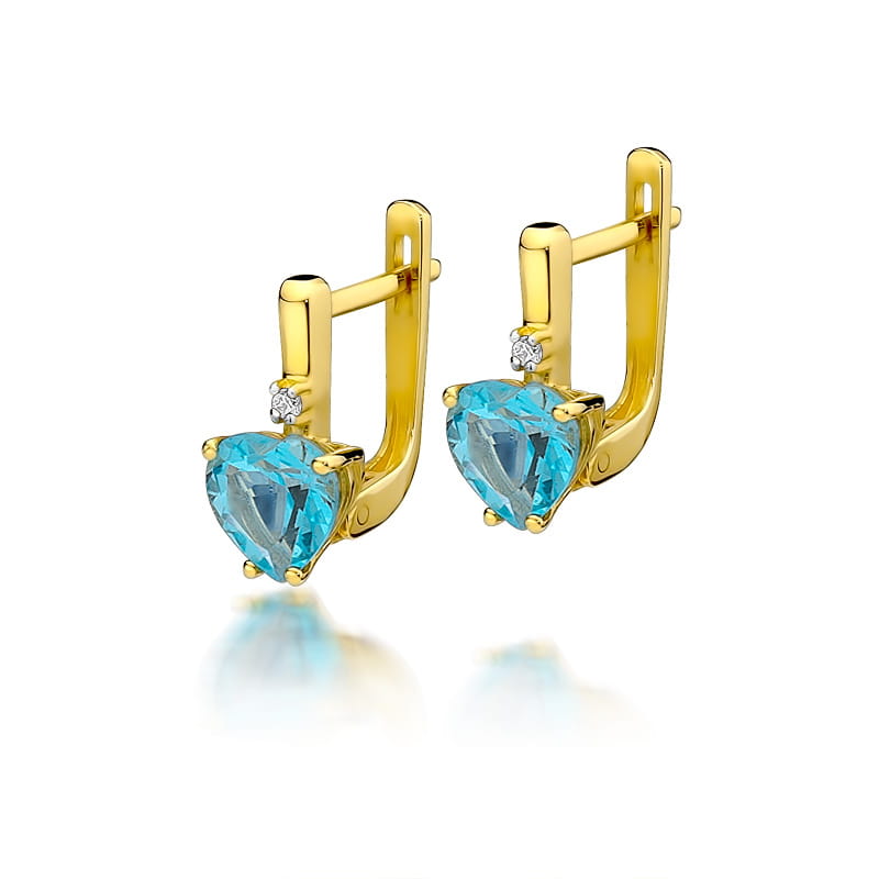 Náušnice KO002 Topaz 2 x 1,20ct žlté zlato Au 585/1000 2