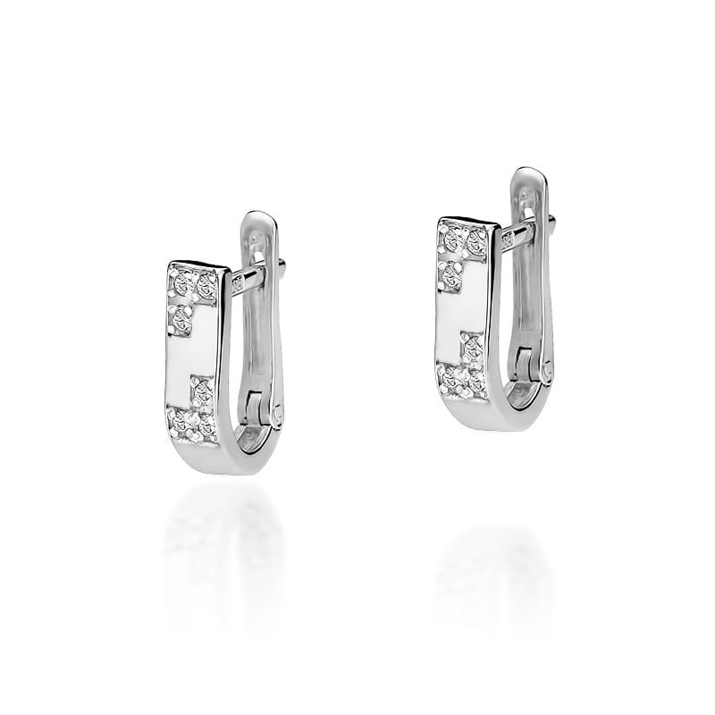 Náušnice KO010 s diamantmi, biele zlato Au 585/1000 2