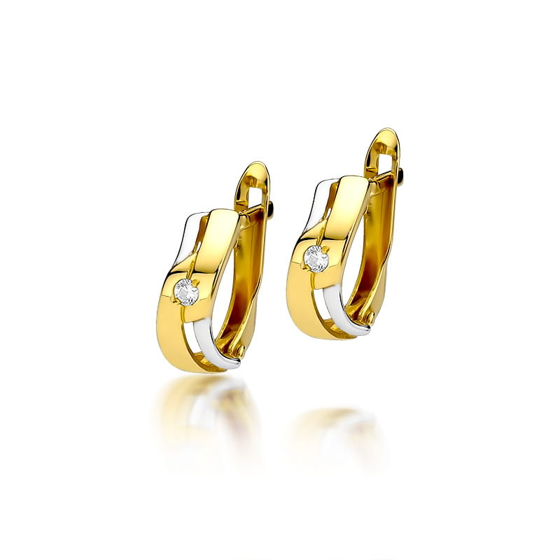Náušnice KO017 Diamant 2 x 0,04ct žlté zlato Au 585/1000 2