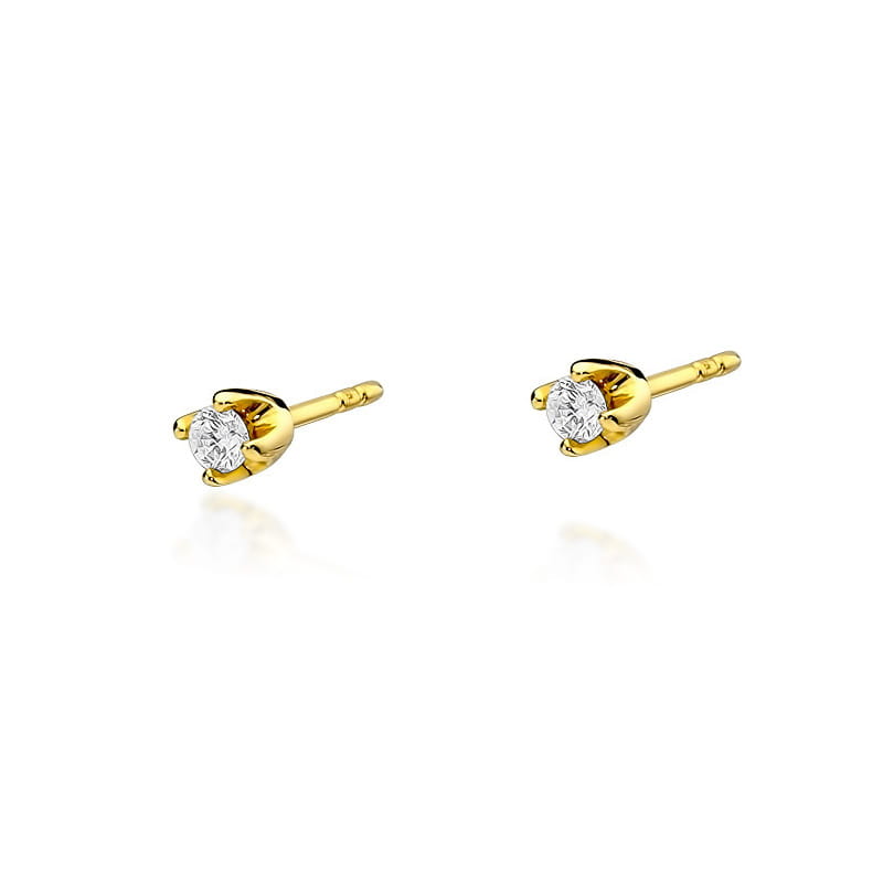 Náušnice KO034 Diamant 2 x 0,08ct žlté zlato Au 585/1000 2