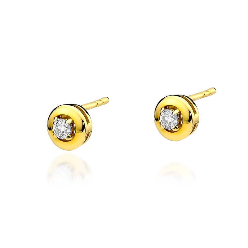 Náušnice KO045 Diamant 2 x 0,10ct žlté zlato Au 585/1000 2