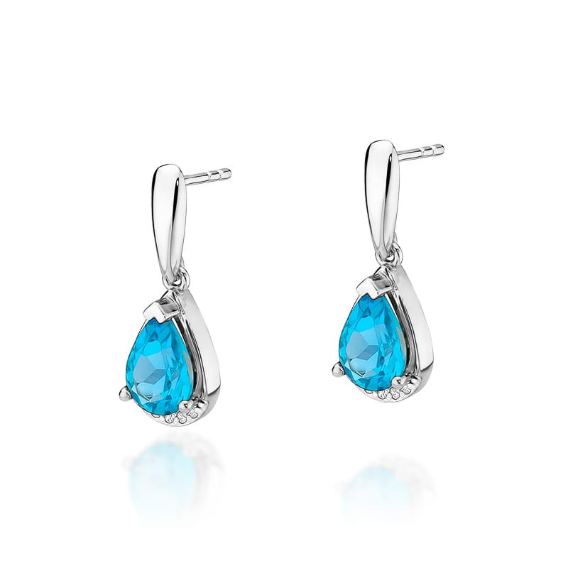 Náušnice KO051 Topaz 2 x 1,40ct biele zlato Au 585/1000 2