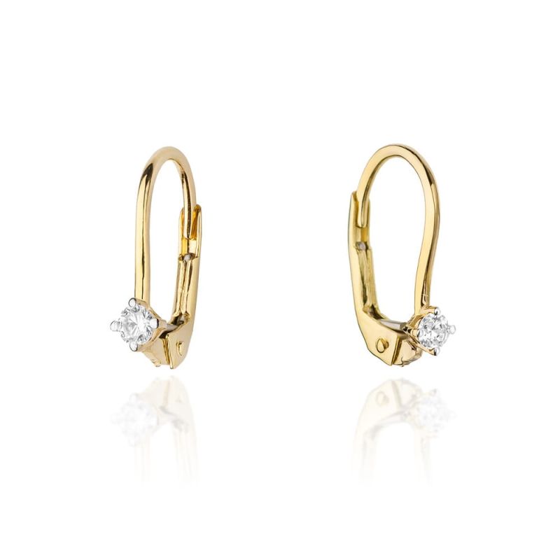 Náušnice KO057 Diamant 2 x 0,04ct žlté zlato Au 585/1000 2