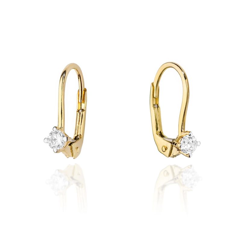 Náušnice KO057 Diamant 2 x 0,10ct žlté zlato Au 585/1000 2