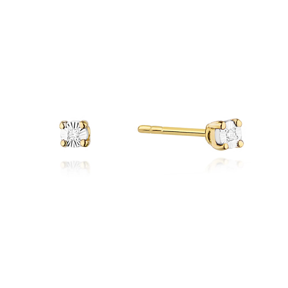 Náušnice KO058 Diamant 2 x 0,01ct žlté zlato Au 585/1000 2