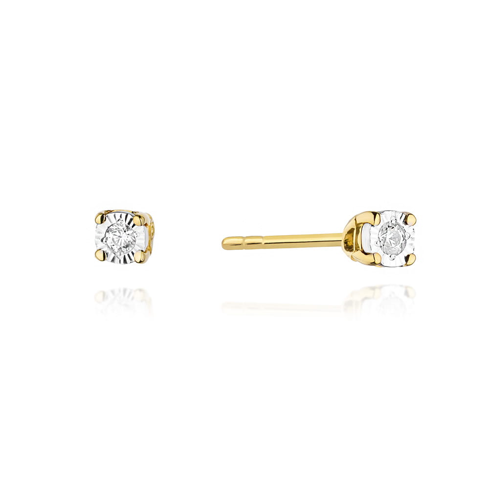 Náušnice KO058 Diamant 2 x 0,03ct žlté zlato Au 585/1000 2