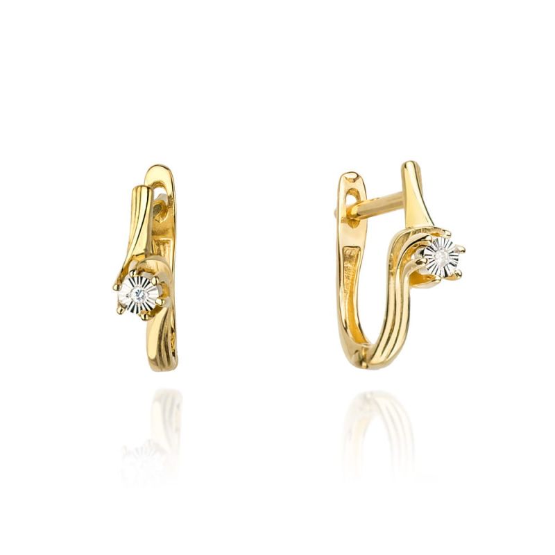 Náušnice KO063 Diamant 2 x 0,0086ct žlté zlato Au 585/1000 2