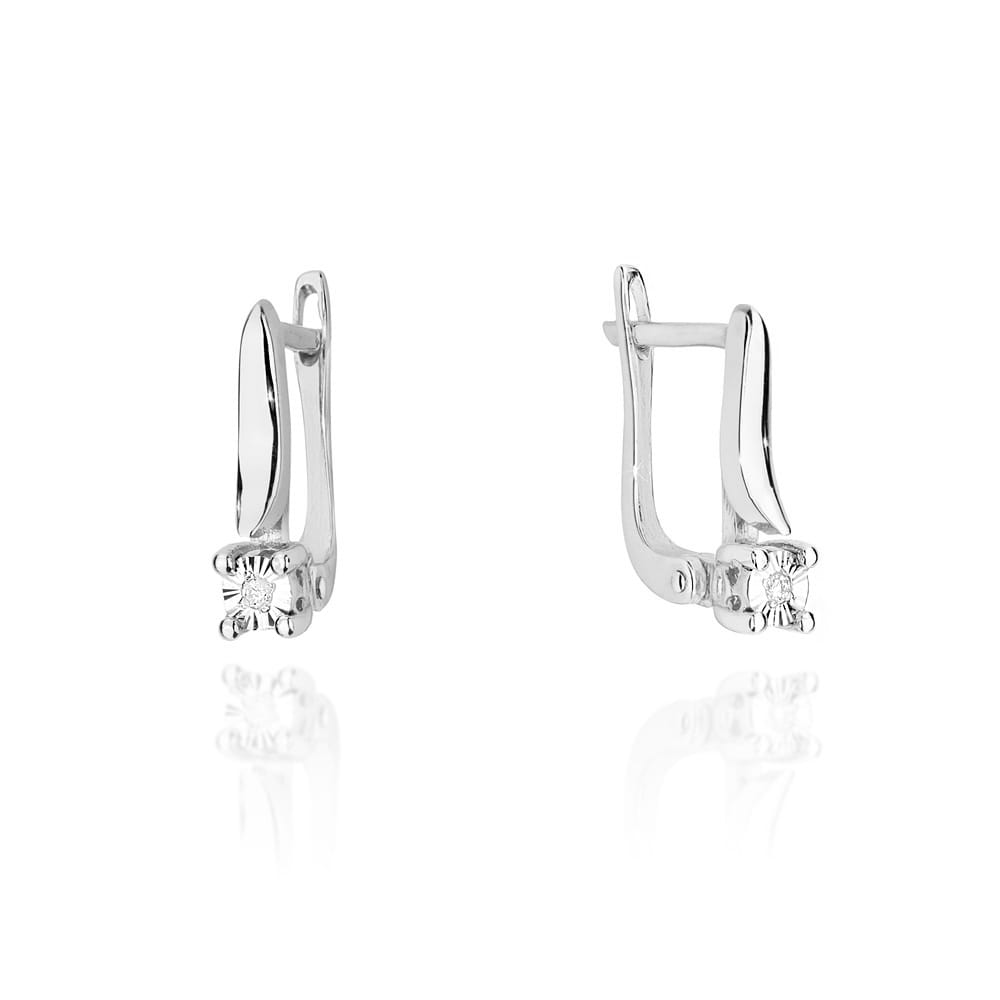 Náušnice KO065 Diamant 2 x 0,0086ct biele zlato Au 585/1000 2