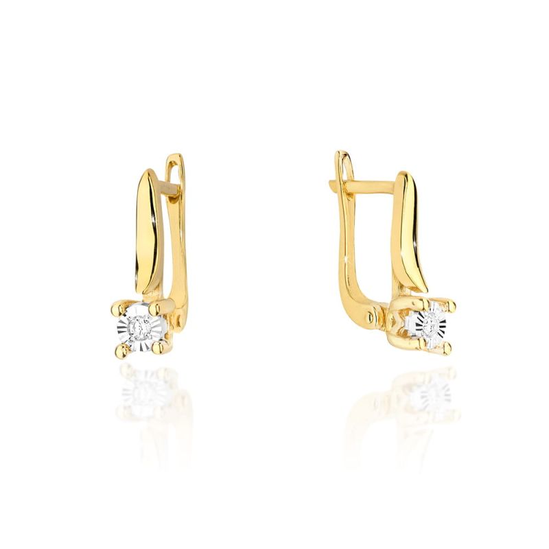 Náušnice KO065 Diamant 2 x 0,03ct žlté zlato Au 585/1000 2