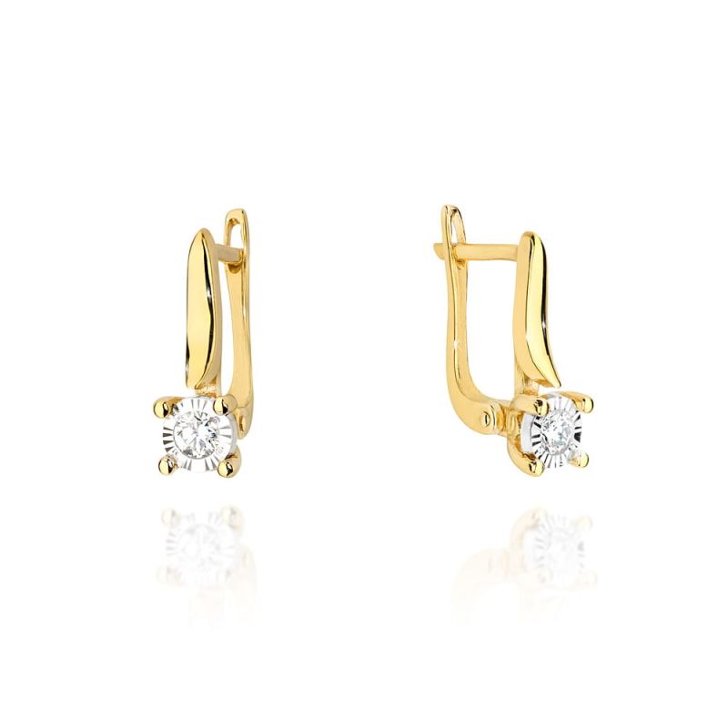 Náušnice KO065 Diamant 2 x 0,08ct žlté zlato Au 585/1000 2