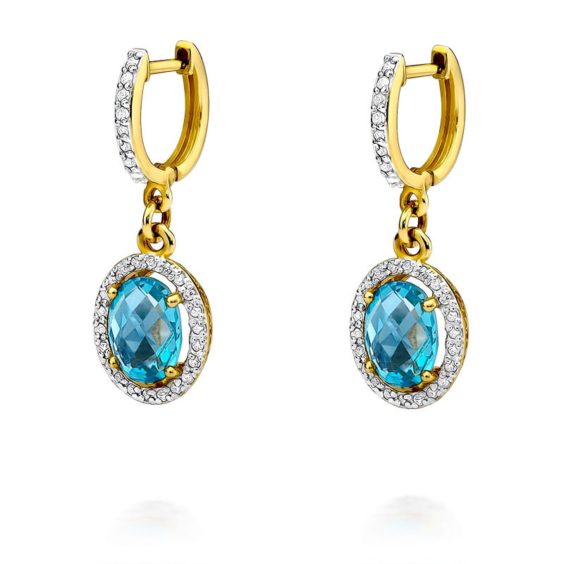 Náušnice KO080 Topaz 2 x 1,70ct žlté zlato Au 585/1000 2