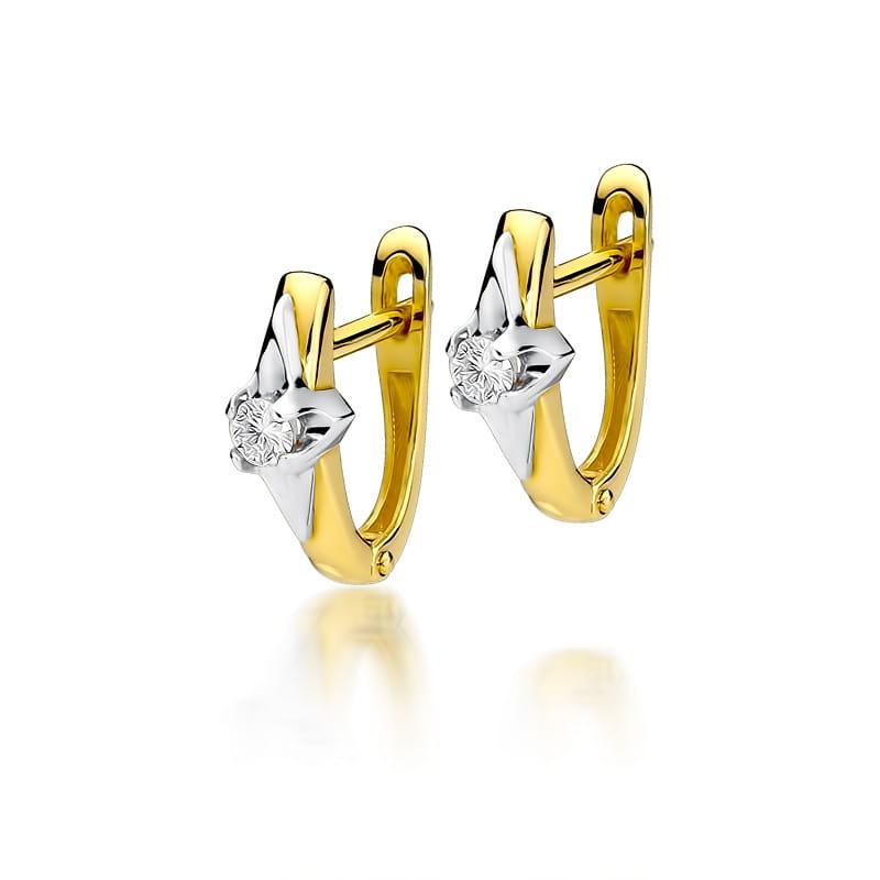 Náušnice KO088 Diamant 2 x 0,10ct žlté zlato Au 585/1000 2