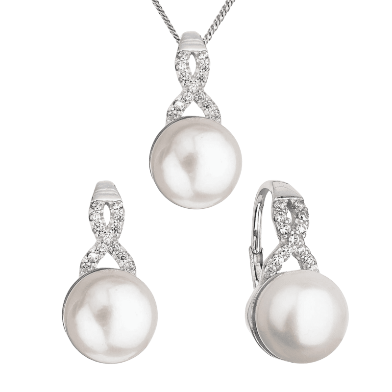 Pavona Perlová súprava s bielou riečnou perlou a zirkónmi 29082.1 striebro 8,5g 2