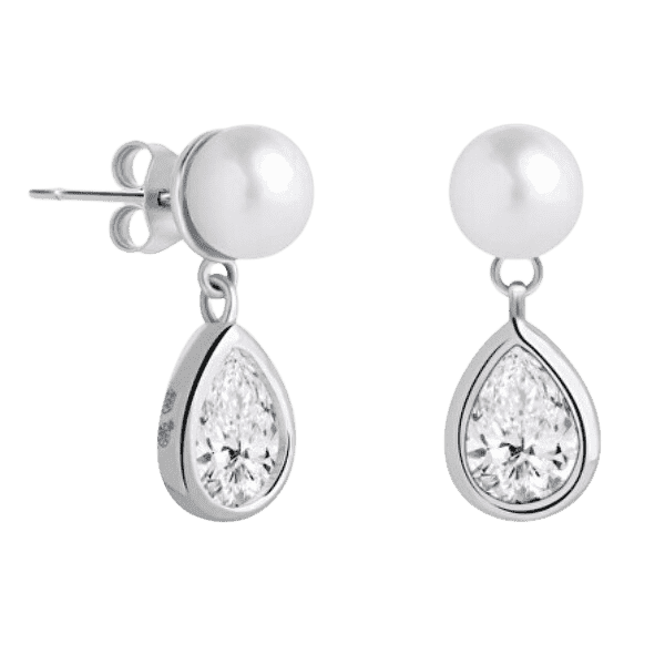 Elegantné strieborné náušnice s pravou perlou Pure Pearl 533700 2