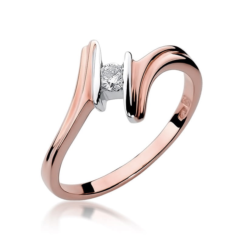 Prsteň W008 Diamant 0,08ct ružové zlato Au 585/1000 2