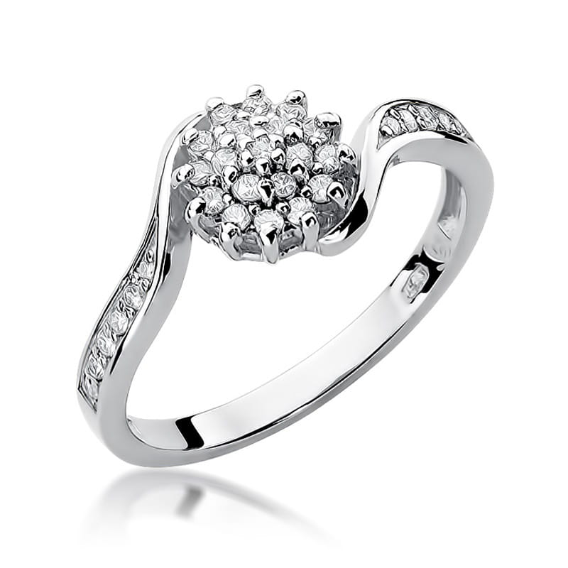 Prsteň W011 s diamantmi, biele zlato Au 585/1000 2