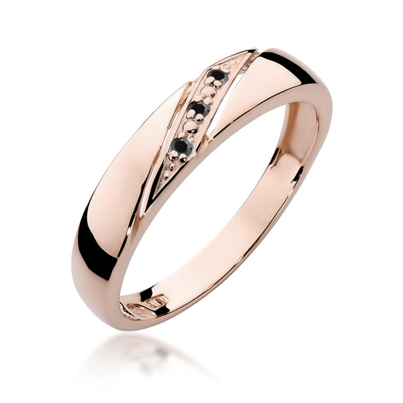 Prsteň W0118 s čiernymi diamantmi, ružové zlato Au 585/1000 2