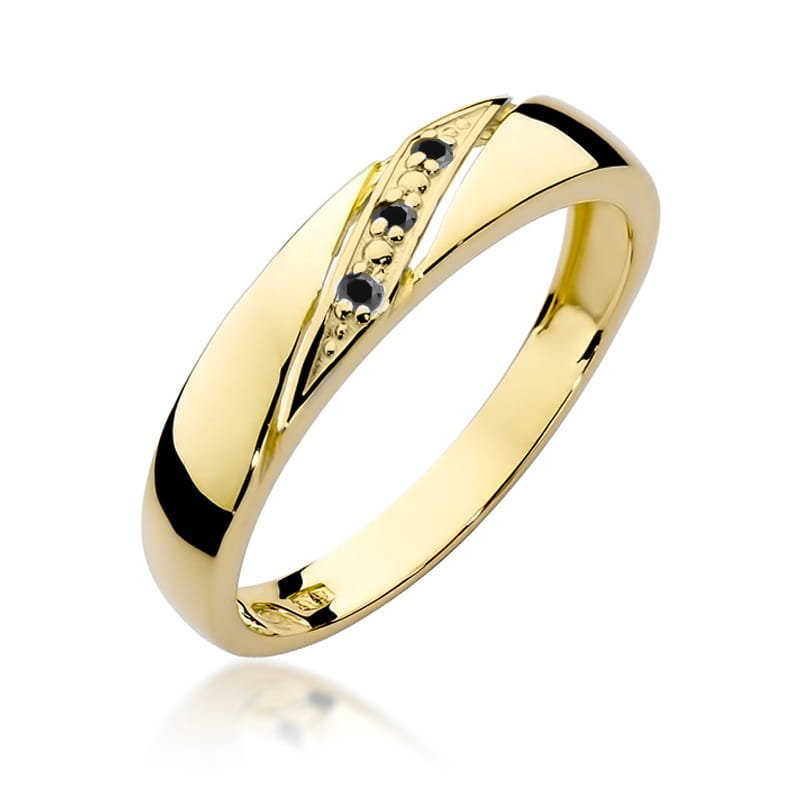 Prsteň W0118 s čiernymi diamantmi, žlté zlato Au 585/1000 2