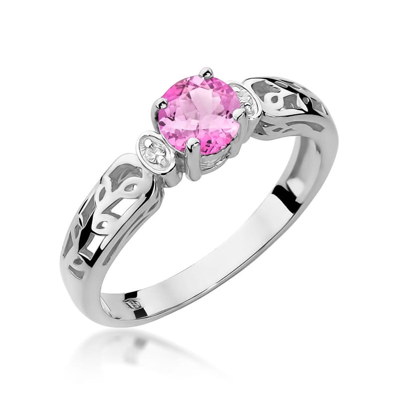 Prsteň W014 Ružový Topaz 0,50ct biele zlato Au 585/1000 2