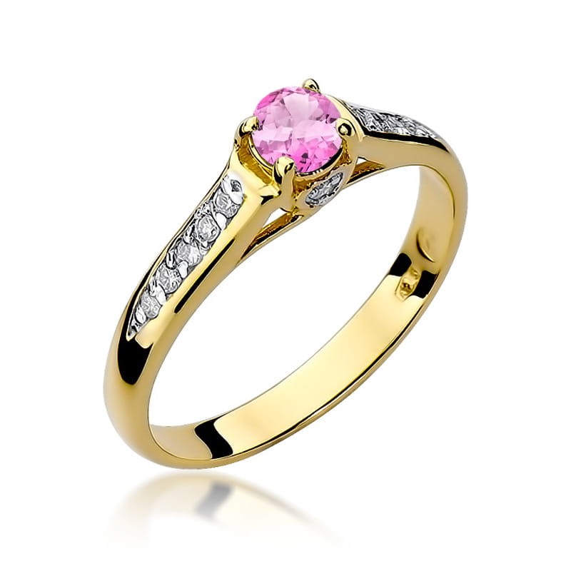 Prsteň W016 Ružový Topaz 0,30ct žlté zlato Au 585/1000 2
