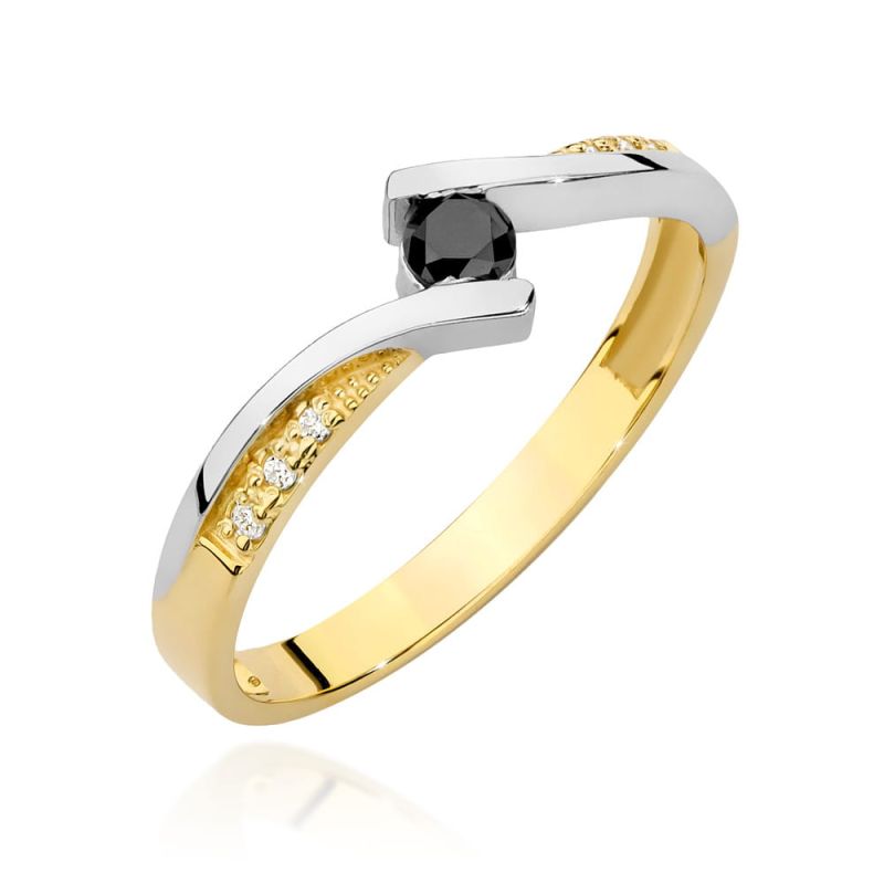 Prsteň W0177 Black Diamond 0.12ct žlté zlato Au 585/1000 2