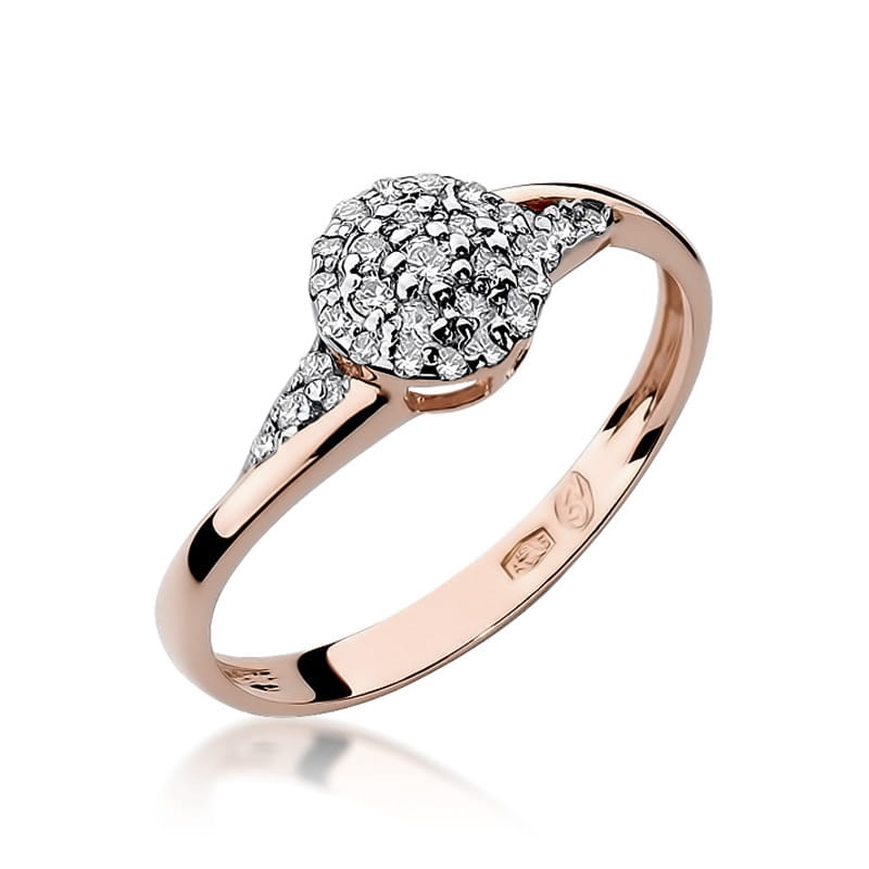Prsteň W018 s diamantmi, ružové zlato Au 585/1000 2
