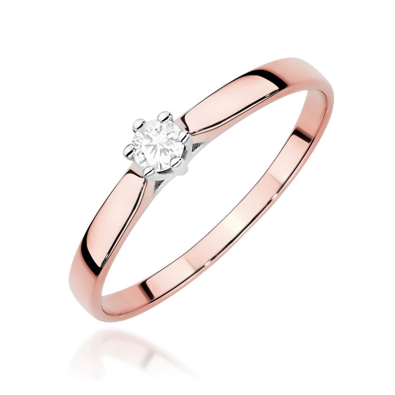 Prsteň W0222 Laboratórny diamant 0,10ct ružové zlato Au 585/1000 2