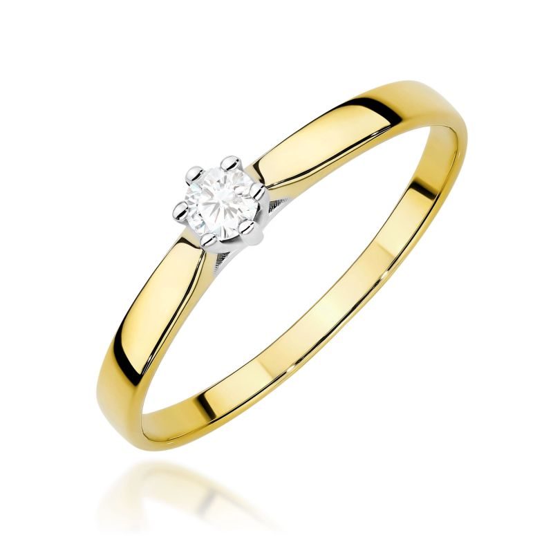 Prsteň W0222 Laboratórny diamant 0,10ct žlté zlato Au 585/1000 2