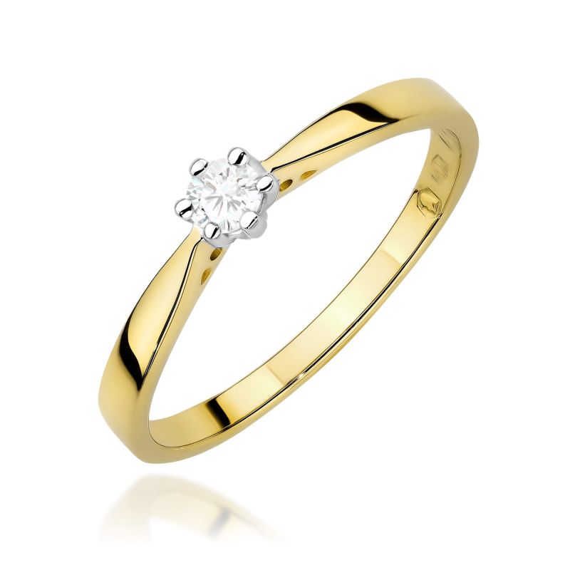 Prsteň W0229 Laboratórny diamant 0,10ct žlté zlato Au 585/1000 2