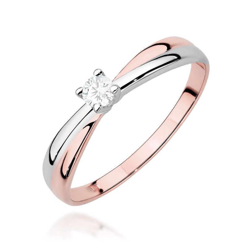 Prsteň W0230 Laboratórny diamant 0,10ct ružové zlato Au 585/1000 2