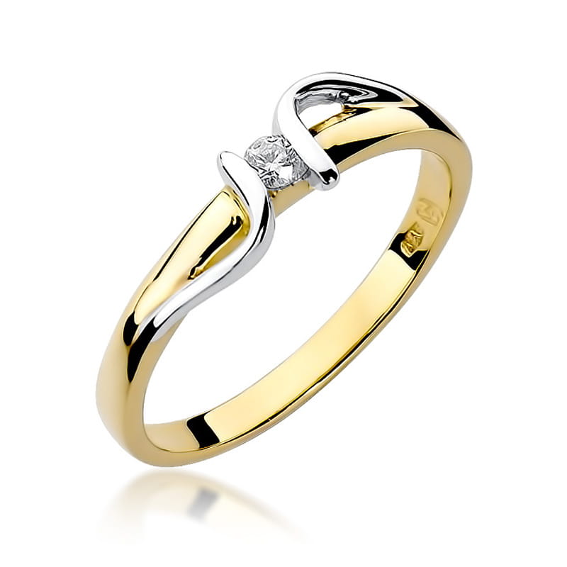Prsteň W025 Diamant 0,05ct žlté zlato Au 585/1000 2