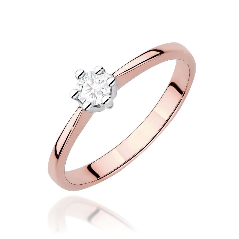Prsteň W0256 Laboratórny diamant 0,15ct ružové zlato Au 585/1000 2
