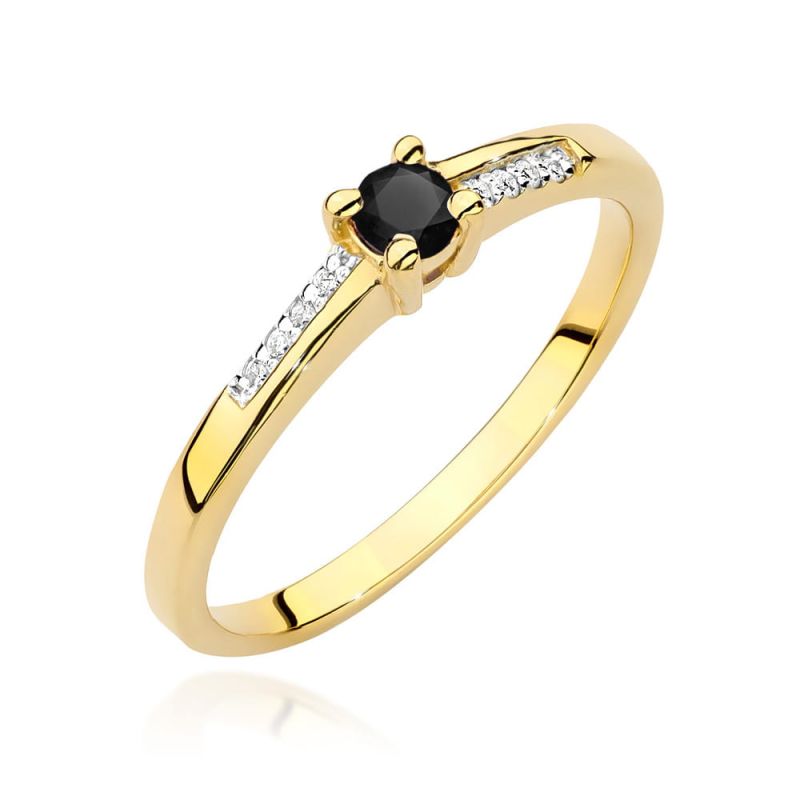 Prsteň W0258 Black Diamond 0,12ct žlté zlato Au 585/1000 2