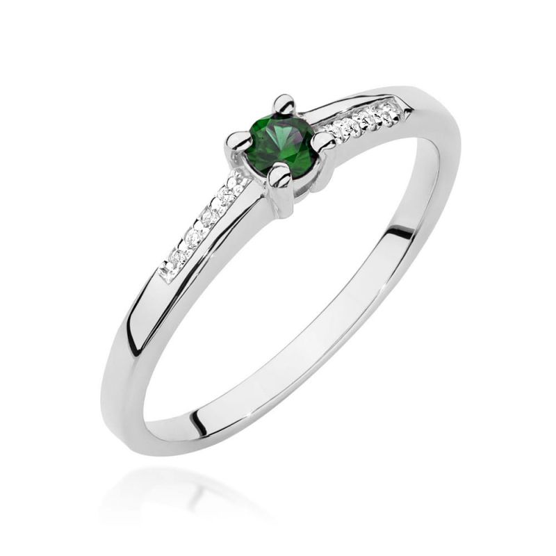 Prsteň W0258 Emerald 0,15ct biele zlato Au 585/1000 2
