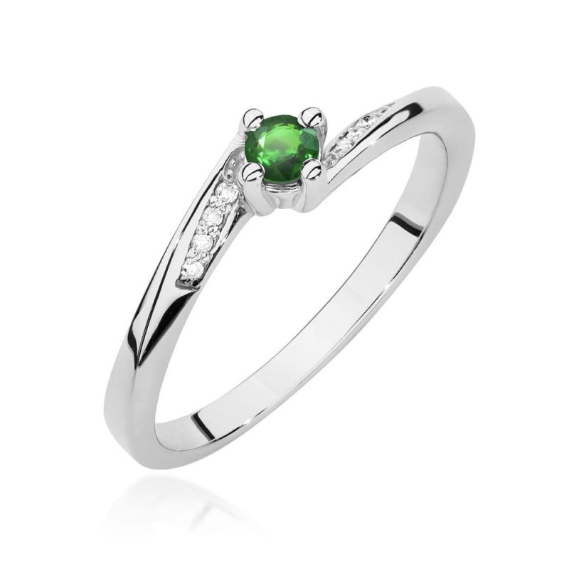 Prsteň W0262 Emerald 0.15ct biele zlato Au 585/1000 2