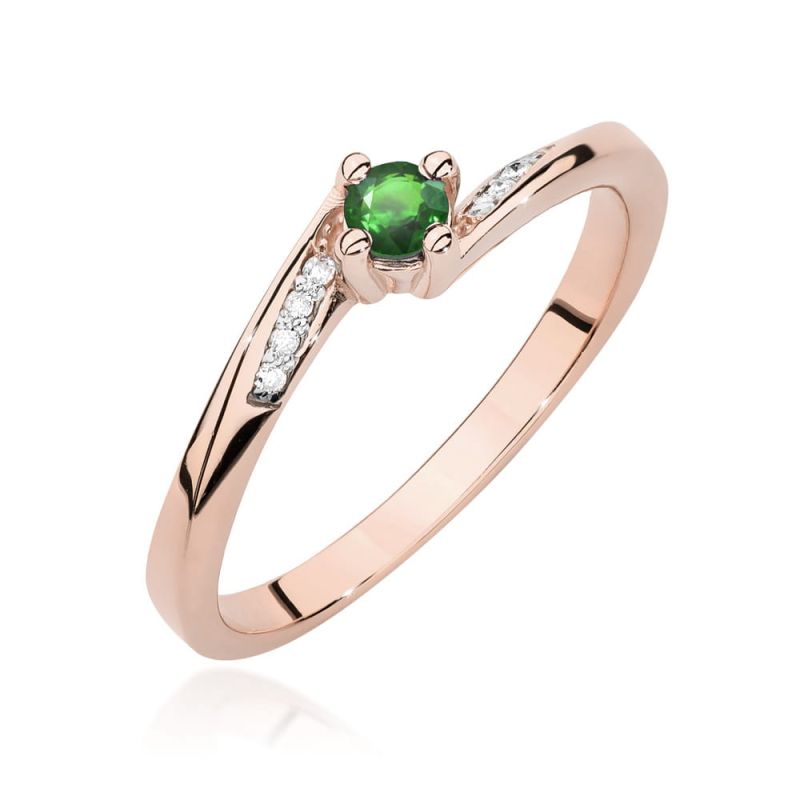 Prsteň W0262 Emerald 0.15ct ružové zlato Au 585/1000 2