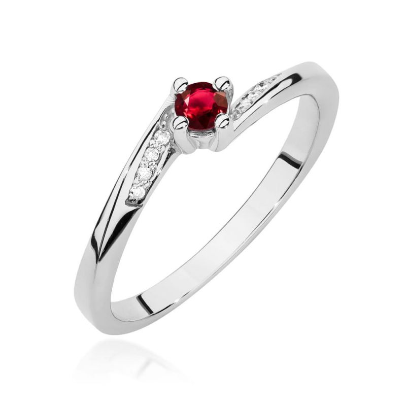 Prsteň W0262 Ruby 0,15ct biele zlato Au 585/1000 2