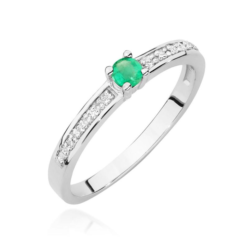 Prsteň W0288 Emerald 0.15ct biele zlato Au 585/1000 2