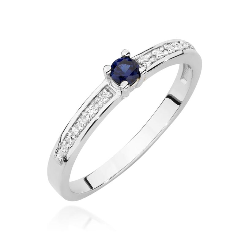 Prsteň W0288 Zafír 0,15ct biele zlato Au 585/1000 2