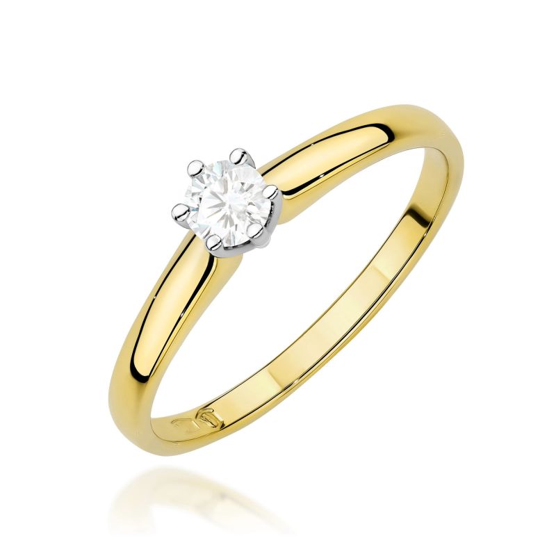Prsteň W0317 Laboratórny diamant 0,20ct žlté zlato Au 585/1000 2