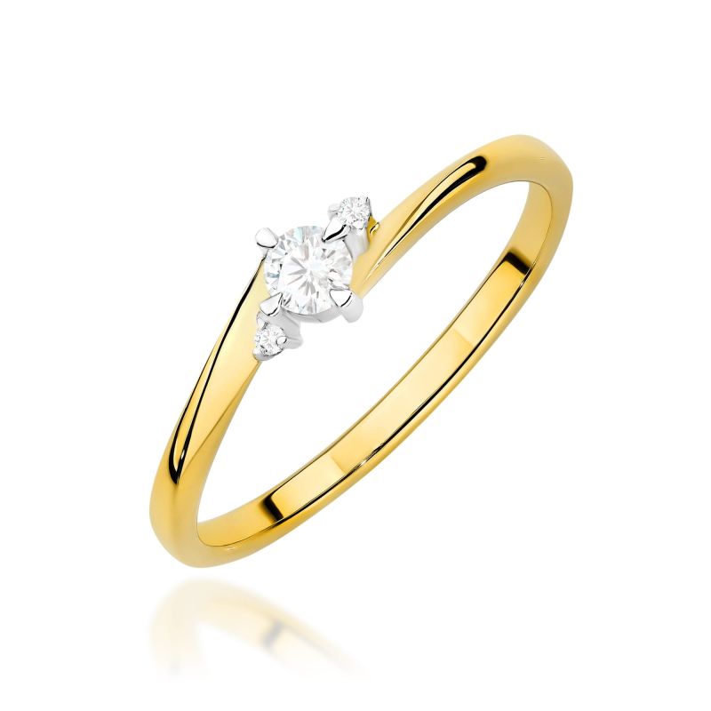 Prsteň W0346 Laboratórny diamant 0,10ct žlté zlato Au 585/1000 2
