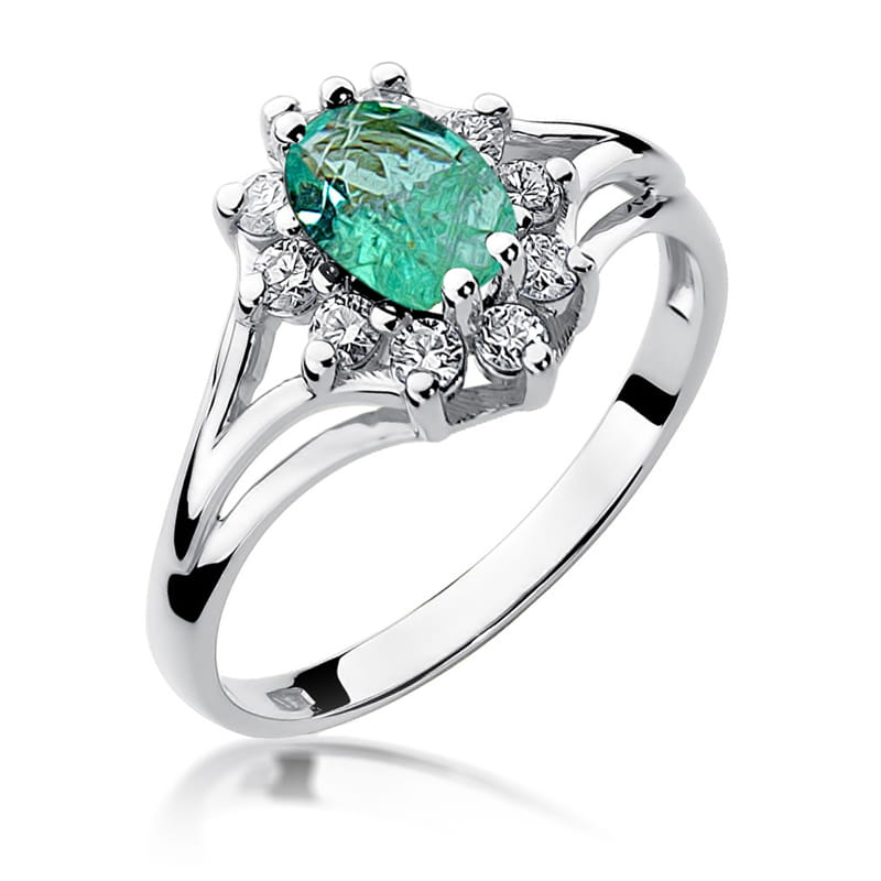 Prsteň W037 Emerald 0,80ct biele zlato Au 585/1000 2