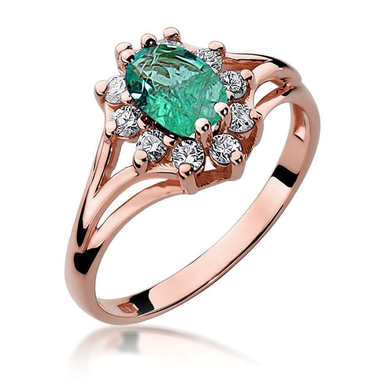 Prsteň W037 Emerald 0,80ct ružové zlato Au 585/1000 2