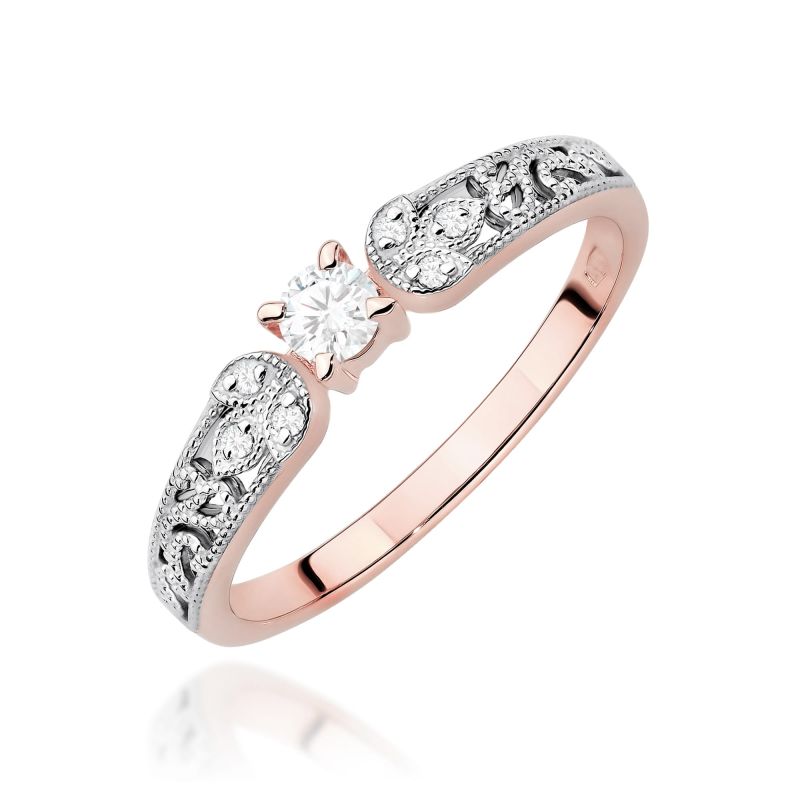 Prsteň W0411 Laboratórny diamant 0,10ct ružové zlato Au 585/1000 2