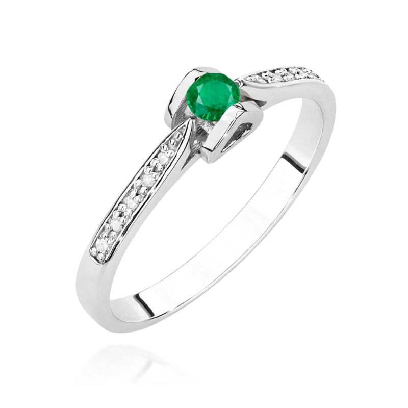 Prsteň W0435 Emerald 0,15ct biele zlato Au 585/1000 2
